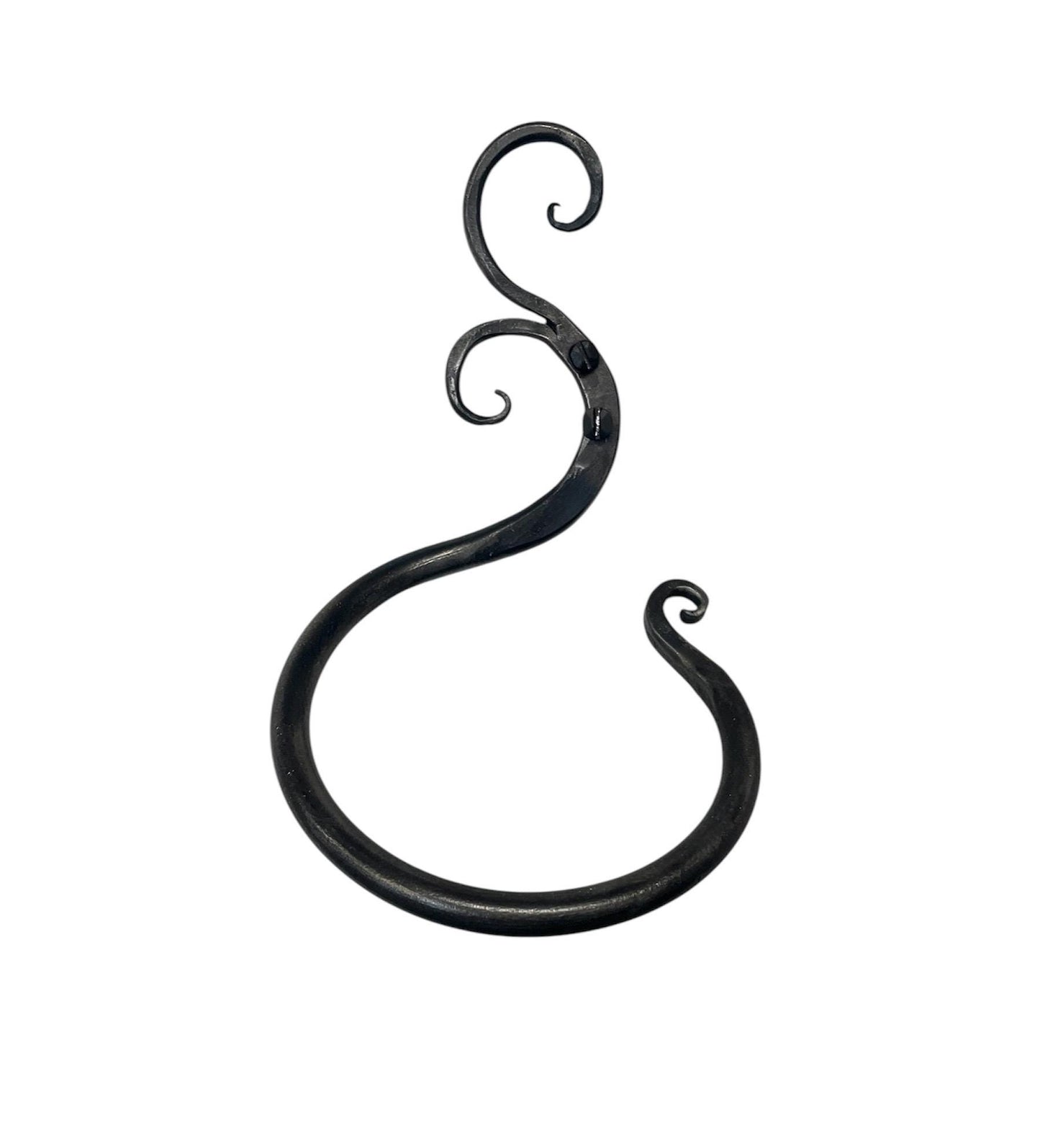 Double Scroll Wrought Iron Towel Ring - Handmade in Vermont, Unique Bathroom Decor